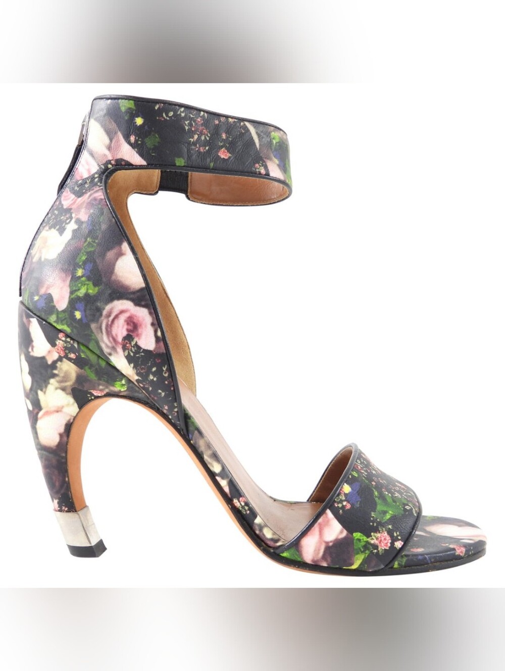 Givenchy Floral Leather Curved Heel Sandals - 38 In EUC